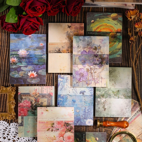 Papel De Material De Scrapbooking Vintage Retro Floral Galaxia Papel De Fondo Decorativo Para Diario DIY Junk Journal