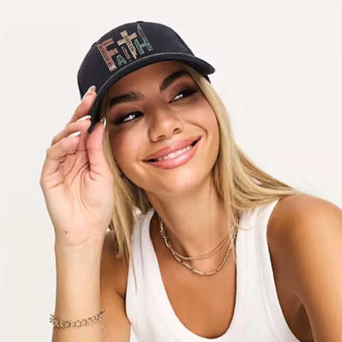 Faith Bible Verse Print Baseball Cap Polyester Cotton Twill Adjustable Sun Protection Religious Vintage Outdoor Hat Unisex