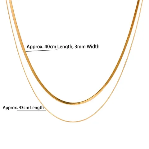 Collana Doppio Strato A Catena Serpente E Piatta Acciaio Inossidabile Gioielli Di Moda Minimalista Accessori Donna