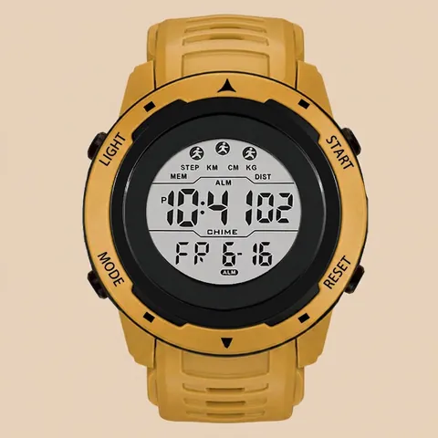 Men Outdoor Sports Digital Watch Electronic Pedometer Distance Tracking Alarm Calendar Backlight Plastic Resin Fashion