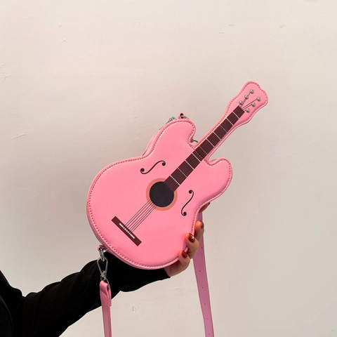 Guitar Shaped Crossbody Bag Unique PU Leather Novelty Shoulder Purse Fashion Streetwear For Women Girls