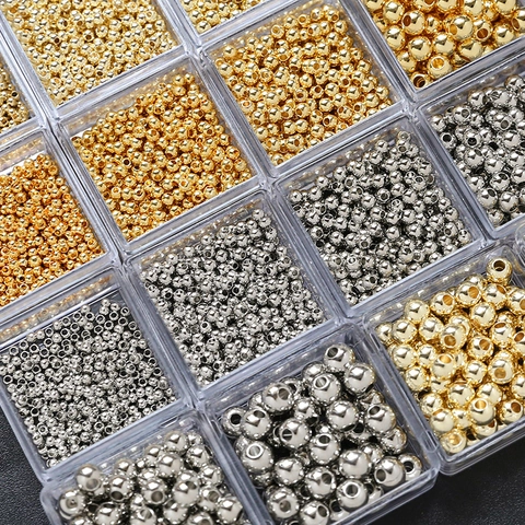 Perles D'espacement Rondes En Cuivre Plaqué Or Perles Mobiles Pour La Fabrication De Bijoux Bricolage Collier Bracelet
