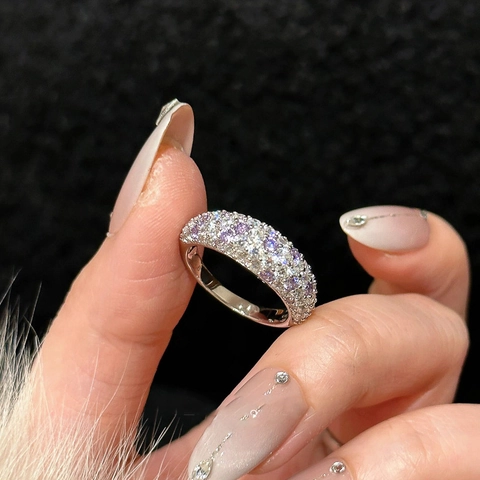 Zircon Open Ring Copper Material Adjustable Geometric Pave Fashion Hand Accessory Jewelry For Women