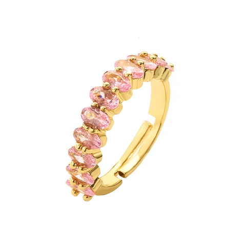 Anillo Abierto Ajustable De Cobre Chapado Con Micro Circón Joyería De Dedo Personalizada Geométrica Para Mujeres