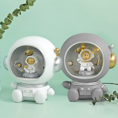Kreative Astronaut Einhorn Harz LED Nachtlicht Schreibtisch Ornament Dekoration Spardose Geschenk Für Studenten Und Freunde
