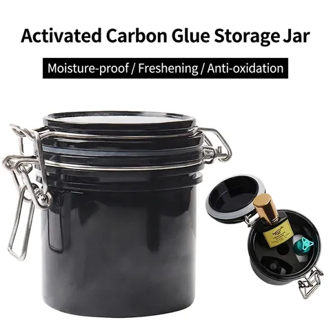 Lash Glue Storage Tank Airtight Container Activated Carbon Plastic Metal Buckle Moisture Proof For Eyelash Extension