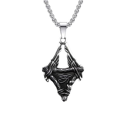 Collana Con Ciondolo Acciaio Inossidabile Occhio Di Horus Scheletro Gufo Lupo Croce Retro Punk Hip Hop Gioielli Per Uomo Donna