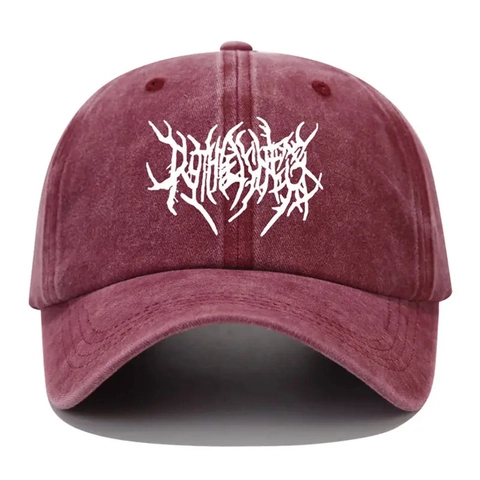 Gewaschene Baumwolle Baseballkappe Vintage Distressed Sonnenschutz Hut Gothic Print Streetwear Outdoor Für Herren Damen