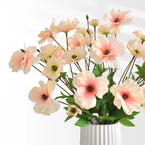 Artificial Butterfly Ranunculus Satin Flowers Lisianthus Realistic Fake Poppy Stems For Wedding Home Decor Photo Props