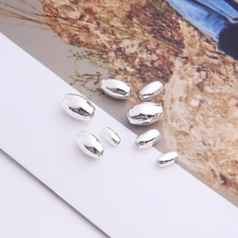 925 Sterling Silber Olivenperlen Oval Reis Zwischenperlen Lose Perlen Für DIY Armband Halskette Polierte Schmuckzubehör