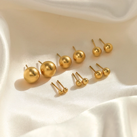 Minimalistische Runde Kugel Ohrstecker Aus Edelstahl Hochglanzpoliert Modeschmuck Für Frauen Täglicher Gebrauch Elegant