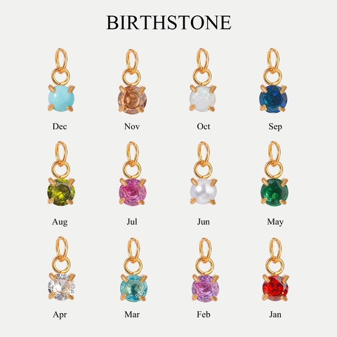 Round Birthstone Charms Stainless Steel 18K Gold Plated Gemstone Pendants For DIY Jewelry Making Waterproof Hypoallergenic