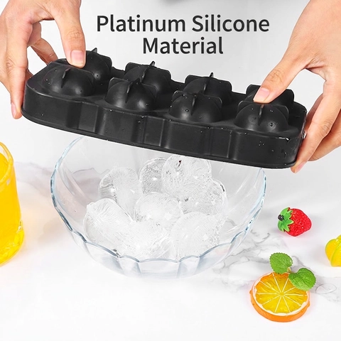 Stampi Per Cubetti Di Ghiaccio In Silicone Flessibile Grado Alimentare Forme Sfera Quadrata Teschio Per Whiskey Cocktail Riutilizzabile Nero