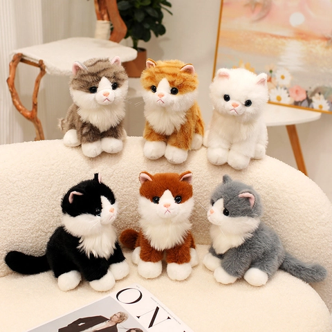 Realistisches Katzen Plüschtier Simulation Sitzendes Kätzchen Weiche Ausgestopfte Tierpuppe Für Heimdekor Geschenke Für Kinder