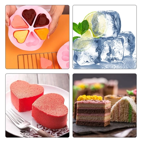 6-Vaks Hartvormige Siliconen Bakvorm Bloempatroon DIY Bakplaat Voor Mousse Chocolade Zeep Dessert Maken Keukenhulp