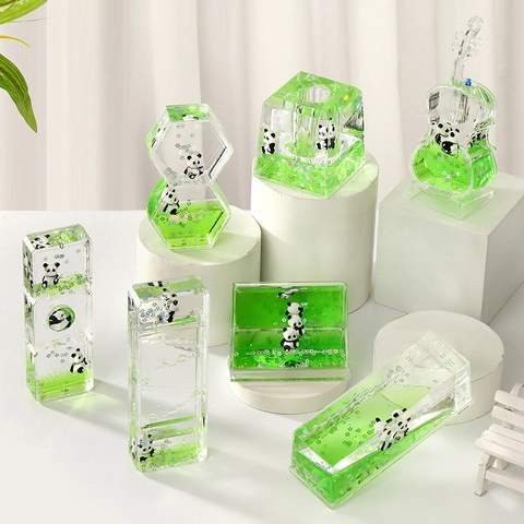Panda Liquid Motion Bubbler Acrylic Floating Oil Drop Desktop Ornament Stress Relief Toy For Home Office Decor