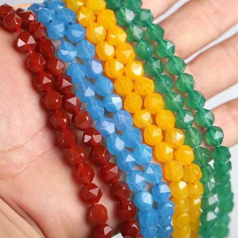Naturachat Facettierte Lose Perlen Polierte Edelsteinstränge Für DIY Schmuckherstellung Armbänder Halsketten Bunt