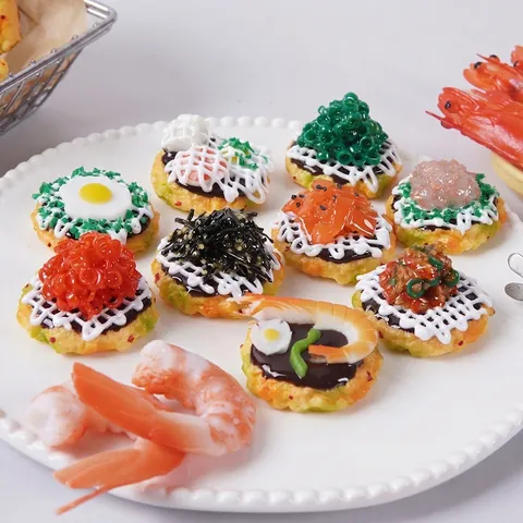 Portachiavi Cibo Simulazione Realistica Miniatura Modello Torta Di Gamberi Giapponese Pendente In PVC Resina