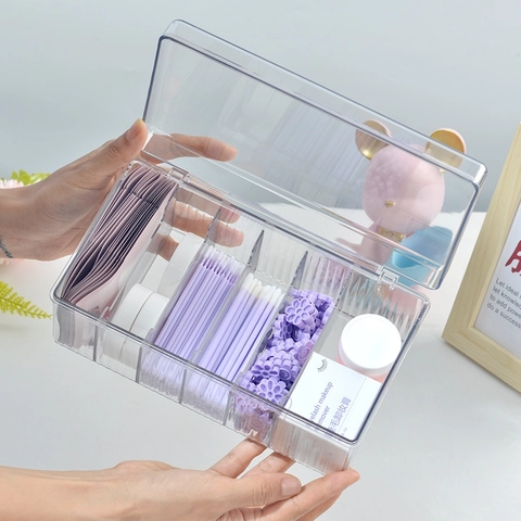 Scatola Per Extension Ciglia In Acrilico Antipolvere Multi Scomparto Organizer Per Trucco Trasparente Da Scrivania