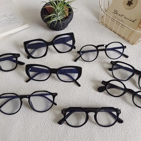 Occhiali Da Donna Anti Luce Blu Montatura PC Moda Retrò Quadrati Tondi Lenti Trasparenti Senza Gradazione
