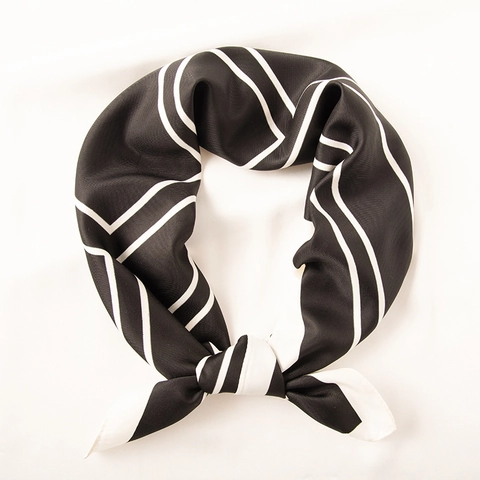 Dames Mode 70cm Vierkante Satijnen Sjaal Bedrukt Geometrische Streep Halstok Zoet Polyester Hoofddoek Handtas Lint Accessoire
