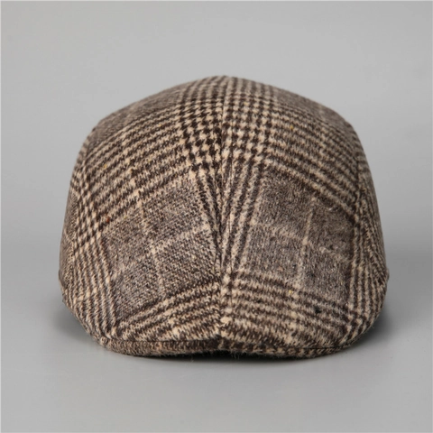 Herren Retro Karo Schirmmütze Wolle Warm Ivy Cap Britische Newsboy Mütze Vintage Winter Herbst Winddicht Outdoor Kopfbedeckung