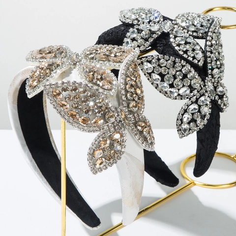Cerchietto Barocco Di Lusso Con Strass E Farfalla Fascia Per Capelli Larga In Tessuto Elegante Festa Matrimonio Donna