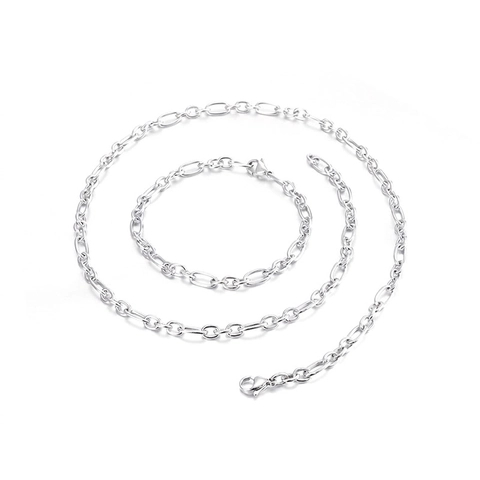 Collar Y Pulsera Hip Hop Acero Inoxidable Cadena Figaro Joyería Para Hombres Mujeres Estilo Punk Acero Titanio