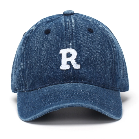 Casquette De Baseball En Denim Lavé Avec Broderie Lettre R Vintage Chapeau De Protection Solaire Réglable Hommes Femmes