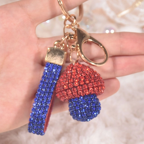 Portachiavi A Forma Di Fungo Con Strass Scintillanti Per Donna Ciondolo Per Borsa Con Cinturino Da Polso In Cristallo Lega