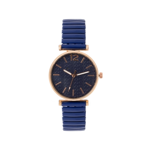 Women Quartz Watch Embossed Leaf Pattern Dial Stainless Steel Elastic Strap Rose Gold Case Analog Casual Elegant Wristwatch