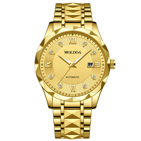 Lussuoso Orologio al Quarzo da Uomo Business Acciaio Inossidabile Impermeabile Luminoso Calendario Strass Numeri Romani Orologio da Polso Uomo