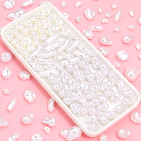 Baroque Imitation Artificial Pearl Beads Irregular ABS Plastic Loose Spacer Beads DIY Jewelry Making Bracelet Necklace White Crafting