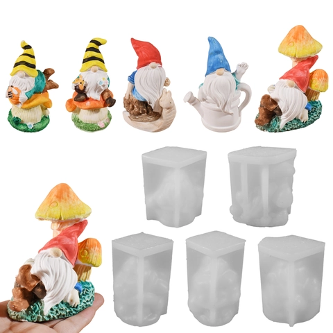 Gnome Silicone Mold Mushroom Snail Watering Can Shape 3D DIY Cake Candle Resin Plaster Handcrafted Garden Ornament