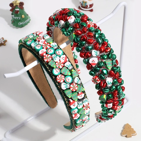 Cerchietto Natalizio Babbo Natale Albero Di Natale Campanello Fascia Per Capelli Velluto Resina Accessori Per Capelli Da Festa