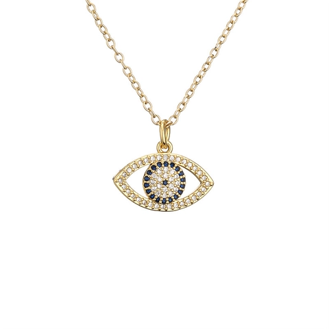 Evil Eye Pendant Necklace Copper Gold Plated With Colorful Zircon Inlaid Enamel Creative Boho Jewelry For Women