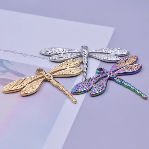 Libelle Hanger Ketting Roestvrij Staal Vacuüm Geplateerd Strass Vintage Stijl Sieraden Voor Dames