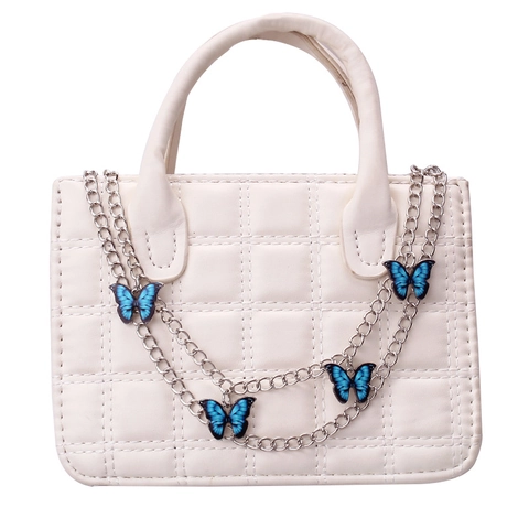Fashion Alloy Enamel Butterfly Heart Pendant Double Layer Bag Chain Decorative Charm Accessory For Handbags Women Jewelry