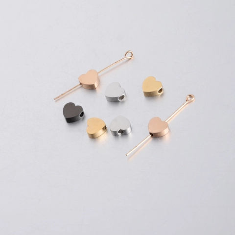 Heart Shape Small Hole Beads 304 Stainless Steel Polished For DIY Jewelry Making Bracelet Necklace Accessories