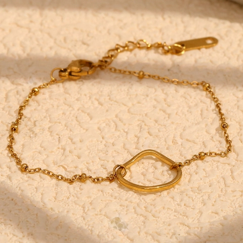 Irregular Geometric Circle Bead Bracelet Stainless Steel 18K Gold Plated Minimalist Adjustable Jewelry For Women