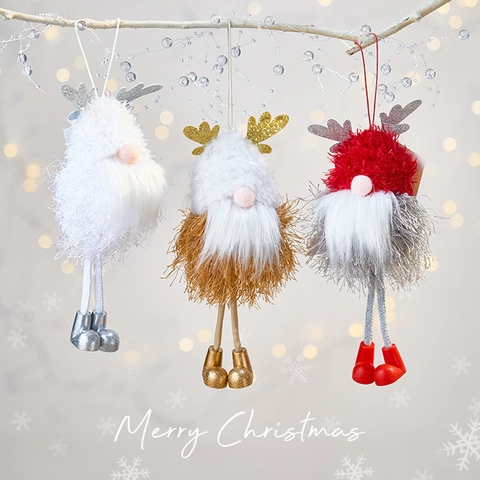 Pendenti Gnomi Di Natale Corna Di Renna Peluche Ornamenti Da Appendere Elfo Gambe Lunghe Per Albero Festa Decorativi