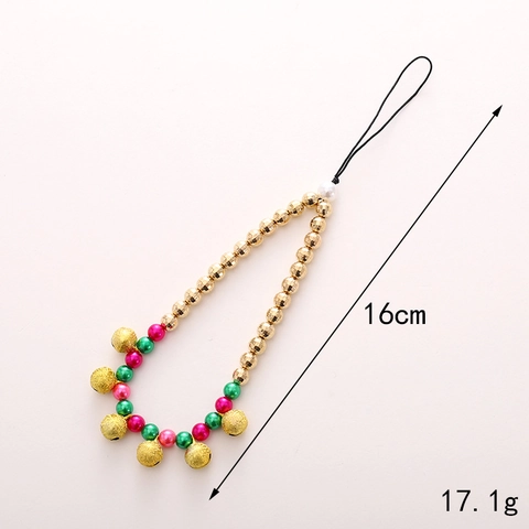 Handy Lanyard Anhänger Weihnachten Acryl Perlen Metall Glocke Anti Drop Handgelenkband Weihnachtsmann Party Deko Geschenk