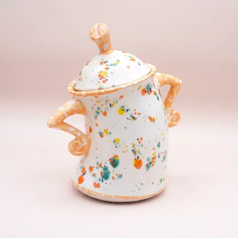 Funny Attitude Ceramic Storage Jar With Lid Hands On Hips Handle Colorful Polka Dots Sugar Bowl Home Kitchen Decor