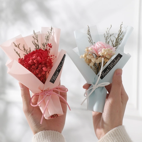 Mini Blumenstrauß Künstliche Seife Nelke Sonnenblume Getrocknete Gypsophila Konservierte Blume Geschenk Handgemacht Romantisch