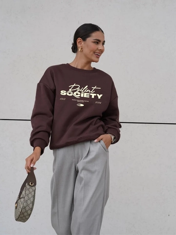 Sweatshirt En Coton Surdimensionné Femmes Col Rond Manches Longues Imprimé Lettres Vintage Américain Streetwear Pullover