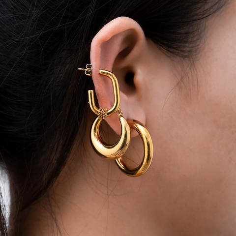 Earrings Stainless Steel Gold Plated Geometric Retro Minimalist Fashion Accessories For Women