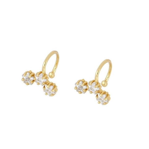 Minimalistische Geometrische Zirkon Ohrringe Für Damen Kupfer Gold Silber Plattiert Creolen Ear Cuffs Trendy Mode Accessoire