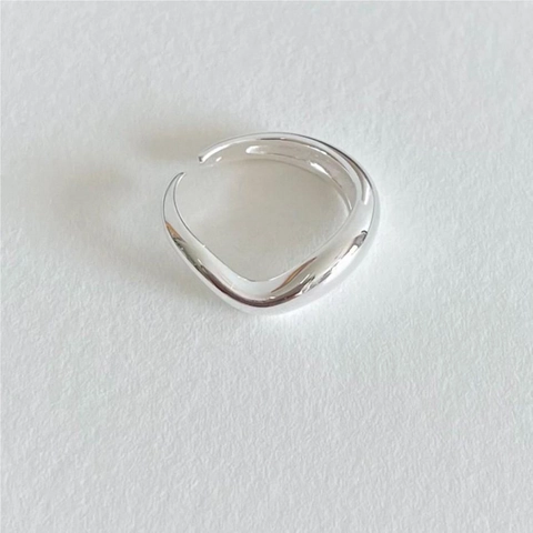 925 Sterling Silber Ring Für Damen Unregelmäßige Welle Flüssigmetall Design Offen Verstellbar Minimalistisch Koreanisch