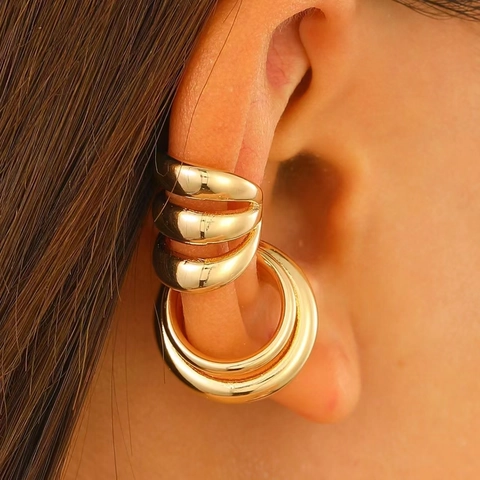 Minimalist Multi Layer Ear Cuff Copper Non Pierced Clip On Earrings Fashion Jewelry For Women