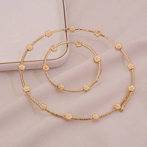 Ensemble Collier Choker Et Bracelet En Cuivre Strass Bijoux De Mode Minimalistes Élastiques Pour Femmes